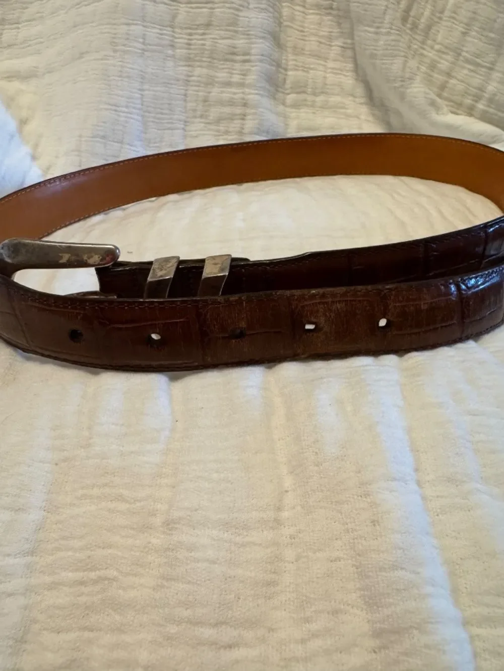 Onyx by Brighton Brown Croc-embossed Leather Belt Size 36
